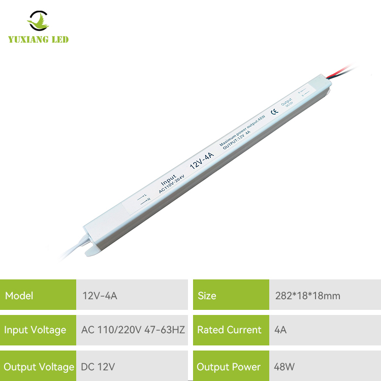 12V 4A 48W silbernes, ultraschmales, ultradünnes, ultraschlankes LED-Netzteil