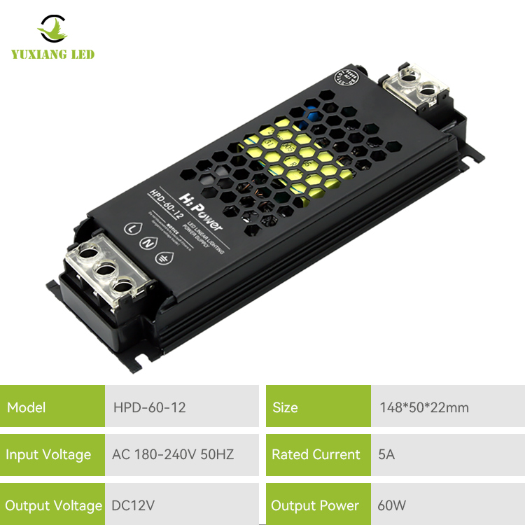 12 V 60 W halbklebendes lineares Beleuchtungsnetzteil