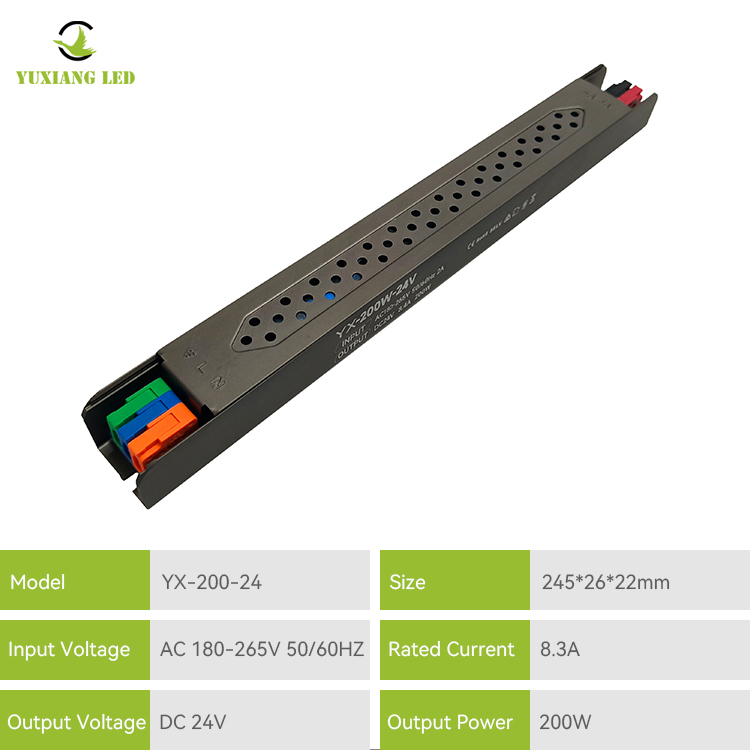 24 V 200 W LED-Netzteil, ultrafein, linear, halbklebergefüllt