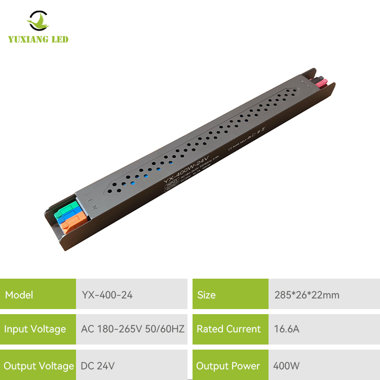 24 V 400 W LED-Netzteil, ultrafein, linear, halbklebergefüllt