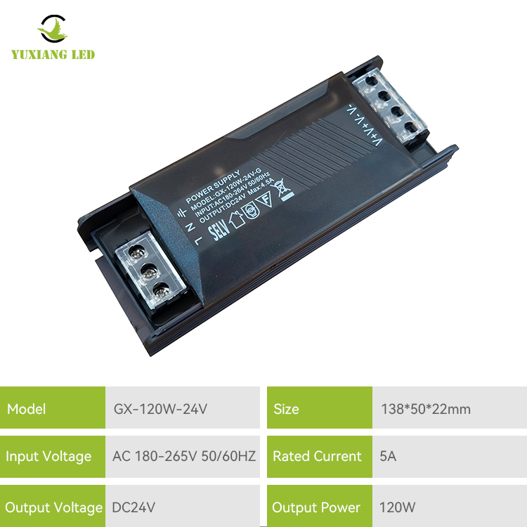 Halbgefülltes schlankes LED-Schaltnetzteil mit 24 V und 120 W Konstantspannung