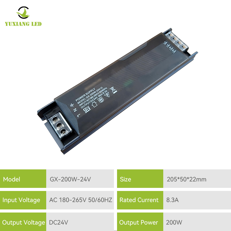 Halbgefülltes schlankes LED-Schaltnetzteil mit 24 V und 200 W Konstantspannung