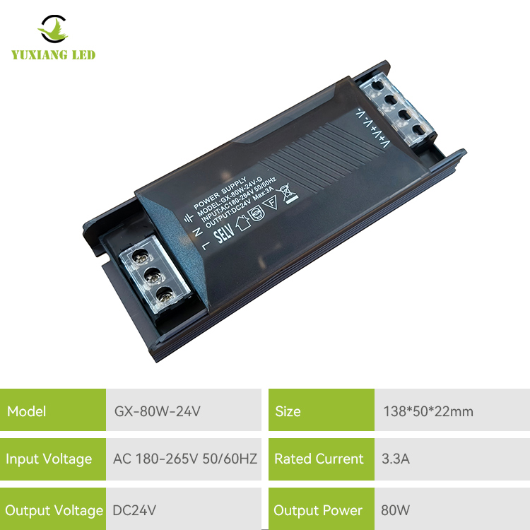 Halbgefülltes schlankes LED-Schaltnetzteil mit 24 V und 80 W Konstantspannung