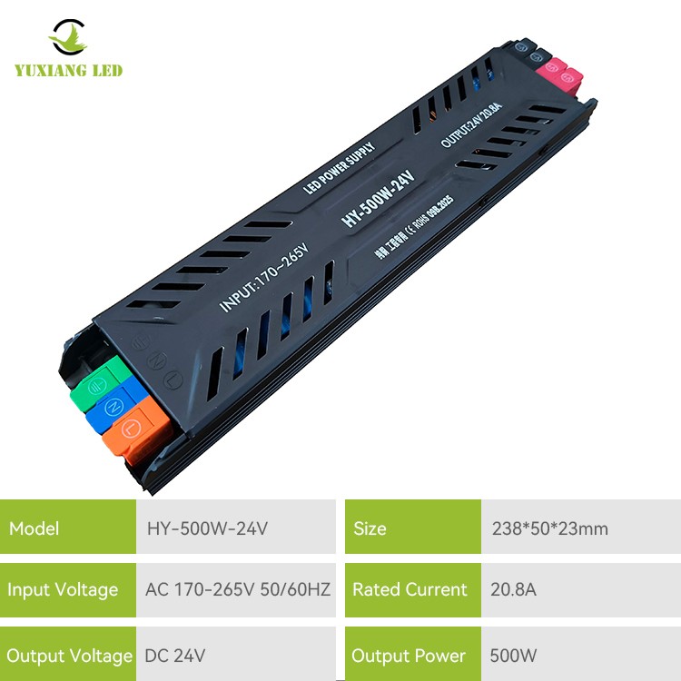 DC 24V 500W Ultradünnes, halbvergossenes LED-Netzteil